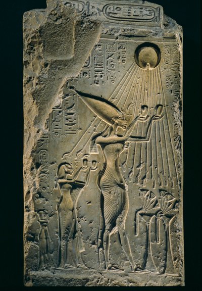Relieve de Akenatón bajo Atón, balaustrada, Amenhotep IV. Como faraón, Akenatón es..., 2009 (foto) de Kenneth Garrett