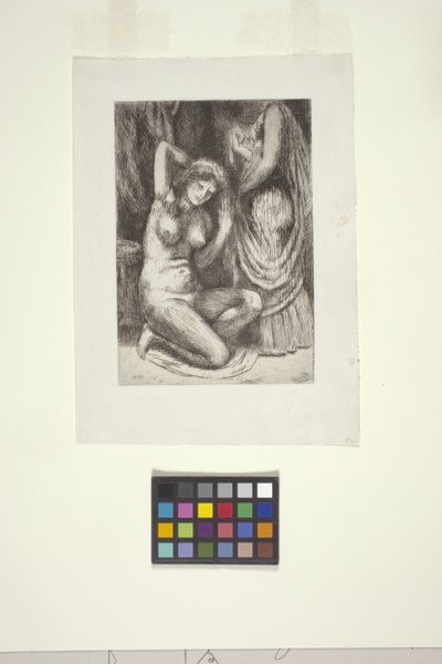 Desnudo agachado y desnudo de pie (aguafuerte) de Kenneth Hayes Miller