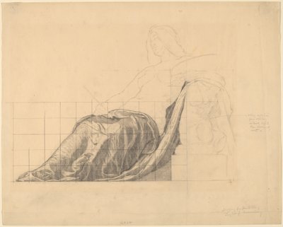 Estudio de drapeado para figura femenina reclinada (detalle) de Kenyon Cox