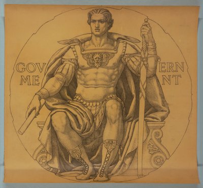 Gobierno, Caricatura para Mosaico en la Rotonda del Capitolio del Estado de Wisconsin de Kenyon Cox