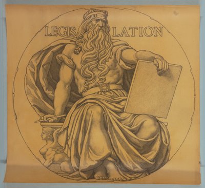 Legislación, caricatura para mosaico en la rotonda del Capitolio del Estado de Wisconsin de Kenyon Cox
