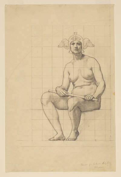 Estudio de Desnudo para "La Vida Activa," Luneta en el Edificio de Administración, Oberlin College, Oberlin, OH de Kenyon Cox