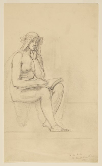 Estudio de desnudo para "La vida contemplativa" para Luneta en el Edificio de Administración, Oberlin College, Oberlin, OH de Kenyon Cox