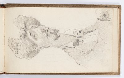 Página de cuaderno de bocetos: Caricatura de Carolus-Duran de Kenyon Cox