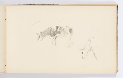 Página de cuaderno de bocetos: Vacas pastando de Kenyon Cox