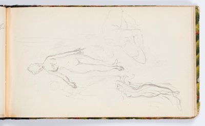 Página de cuaderno de bocetos: Figuras femeninas desnudas de Kenyon Cox
