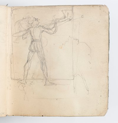 Página de Cuaderno de Bocetos: Boceto de Figura con Medias de Kenyon Cox