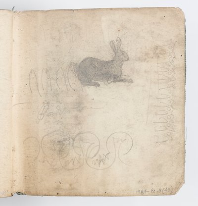 Página de cuaderno de bocetos: Boceto de conejo de Kenyon Cox
