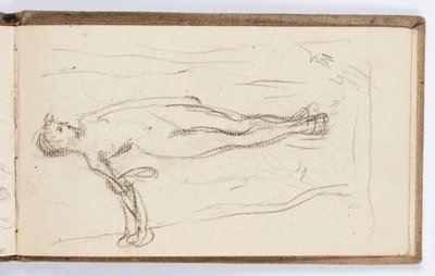 Página de cuaderno de bocetos: Figura de pie con bastón de Kenyon Cox