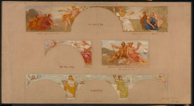 Bocetos para una decoración de una biblioteca privada B, 1894 de Kenyon Cox