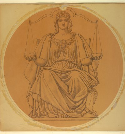Estudio para "Justicia," Luneta en el Palacio de Justicia del Condado de Hudson, Jersey City, NJ de Kenyon Cox