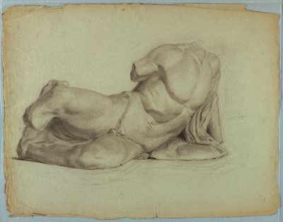 Estudio de Escultura de Desnudo Masculino Reclinado de Kenyon Cox