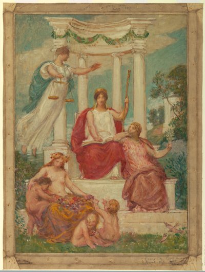 La Beneficencia de la Ley, Diseño para Mural en la Corte del Condado de Essex, Newark, NJ de Kenyon Cox