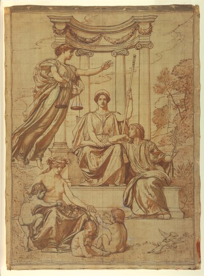 La beneficencia de la ley, diseño para mural en el Tribunal del Condado de Essex, Newark, Nueva Jersey de Kenyon Cox
