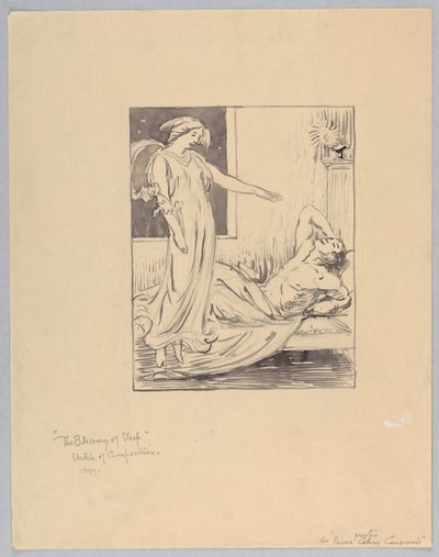 "La bendición del sueño," Estudio para un cartel del Compuesto de Apio de Paine de Kenyon Cox