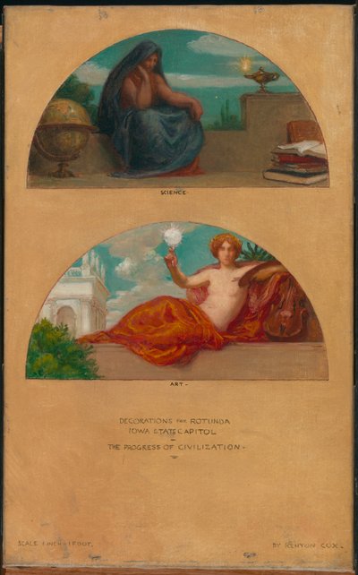 El Progreso de la Civilización: Estudio mural de Ciencia y Arte, Capitolio del Estado, Des Moines, Iowa, 1905-1 de Kenyon Cox