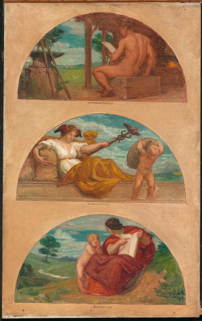 El progreso de la civilización: La forja, el comercio y la educación (estudio mural, Capitolio del Estado, Des Moines, Iowa) de Kenyon Cox