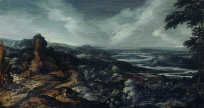Paisaje panorámico con Tobías y el Ángel de Kerstiaen de Keuninck (attributed to)