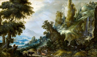 Paisaje de montaña con cascada de Keuninck, Kerstiaen, de (ca.1560-1633) de Kerstiaen de Keuninck