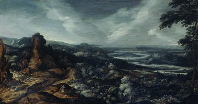 Paisaje panorámico con Tobías y el ángel de Kerstiaen de Keuninck