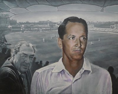 "Dolly" con John Arlott en Lords (pintura) de Kevin Parrish