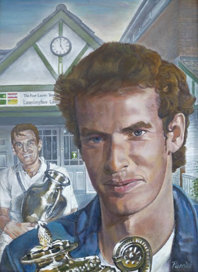 Los campeones masculinos de Wimbledon visitan el Leamington Lawn Tennis And Squash Club (pintura) de Kevin Parrish