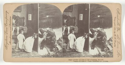 Jessie - Veré si él viene, Harold. Santa - Veré si esos niños están dormidos, 1899 de Keystone View Company