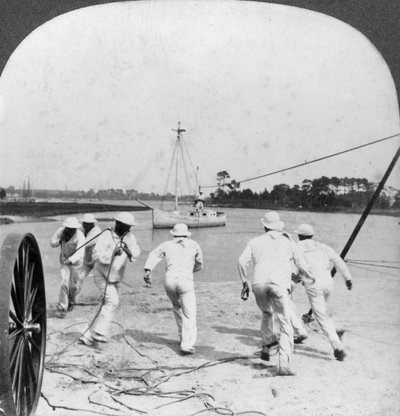Algunas operaciones del Cuerpo de Salvamento, Exposición de Jamestown, Virginia, EE. UU., 1907 de Keystone View Company