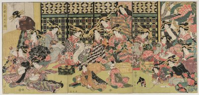 Una imagen de la vista en los barrios de placer, 1810s de Kikugawa Eizan