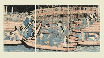 Refrescarse en el puente Ryogoku de Kikugawa Eizan