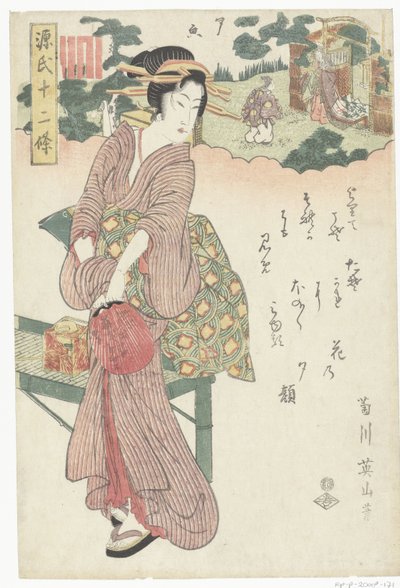 Yugao Doce capítulos de la historia de Genji (título de la serie) Genji junijo (título de serie sobre objeto) de Kikugawa Eizan