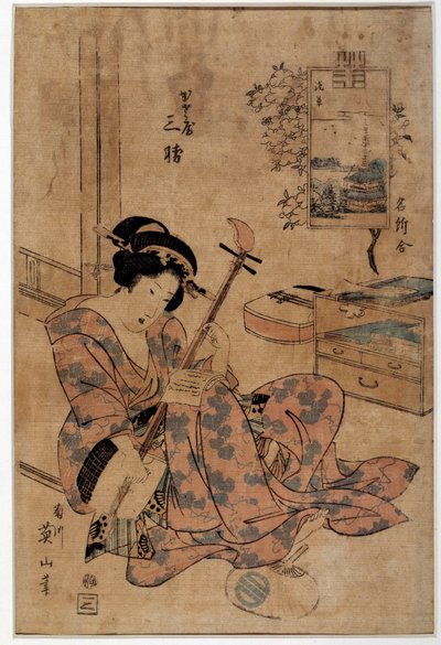 Arte japonés: músico (grabados de Eizan Kikugawa) de Kikukawa Eizan