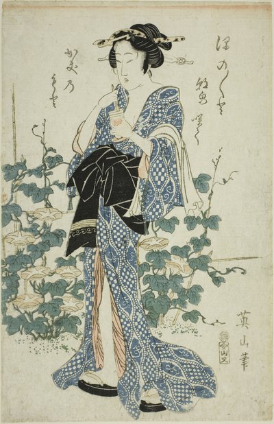 Belleza junto a las glorias de la mañana de Kikukawa Eizan