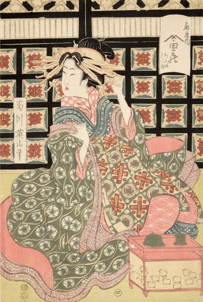 Impresión Ukiyo-e de cortesana por Eizan, c.1810 de Kikukawa Eizan