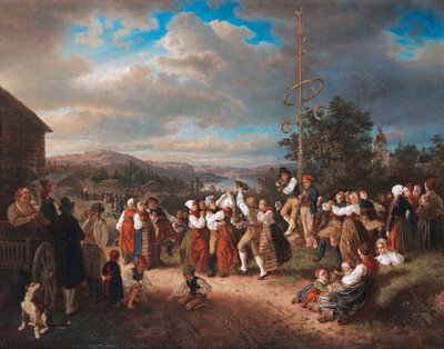 Romanticismo: Baile de San Juan en Raettvik de Kilian Christoffer Zoll