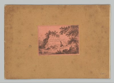 Portada con impresión de título con paisaje montañoso VI Paisaje según Kobell von K. Ponheimer IV. Heft (título sobre el objeto) Paisajes después de Kobell (título de la serie) 120 Radierungen nach F. Kobell (título de la serie) VI Landschaften después de  de Kilian Ponheimer (I)