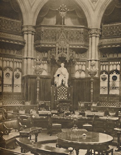 Jorge III preside en la Cámara del Consejo Común en el Guildhall, c. 1935 de King