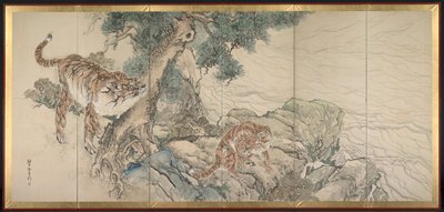 Familia de tigres, principios de 1800 de Kishi Ganku