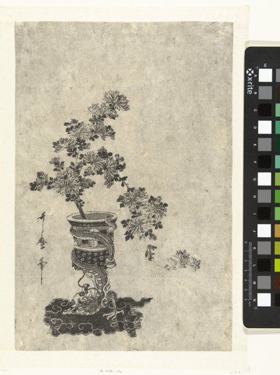 Crisantemos en florero de Kitagawa Utamaro (attributed to)