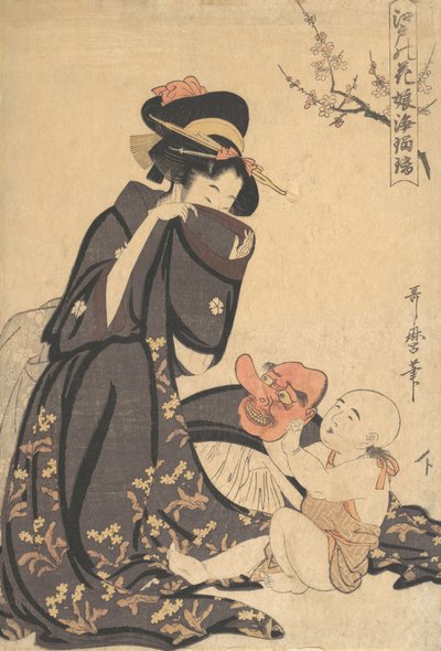 Una mujer jugando con un niño pequeño, ca. 1804 de Kitagawa Utamaro