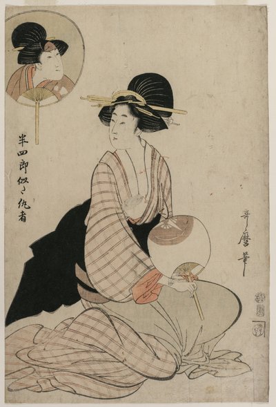 Una Mujer Atractiva que se Parece al Actor Iwai Hanshiro V de Kitagawa Utamaro