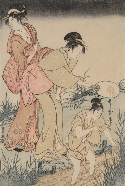 Catching Fireflies Beneath a Willow Tree (right) de Kitagawa Utamaro