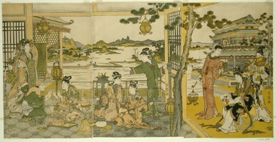 Bellezas chinas en un banquete de Kitagawa Utamaro