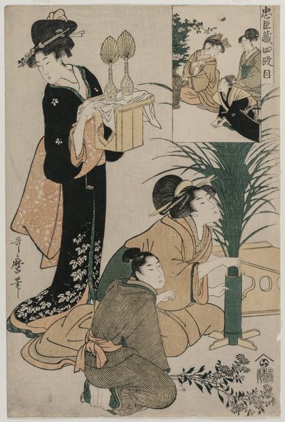 Chushingura: Acto IV de El almacén de la lealtad, finales de 1790 de Kitagawa Utamaro