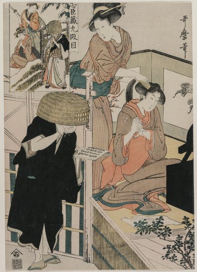 Chushingura: Acto IX de El almacén de la lealtad de Kitagawa Utamaro