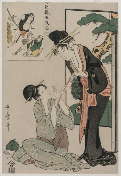 Chushingura: Acto V de El almacén de la lealtad de Kitagawa Utamaro
