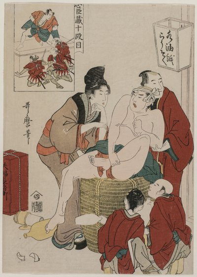 Chushingura: Acto X de El Almacén de la Lealtad de Kitagawa Utamaro