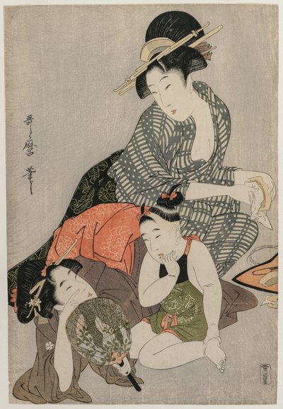 Limpiando peines de Kitagawa Utamaro