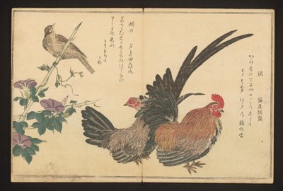 Gallo y escribano de Kitagawa Utamaro