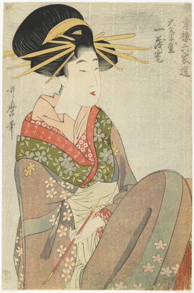 Cortesana Hitomoto de la Casa Daimonjiya, 1801-1802 de Kitagawa Utamaro